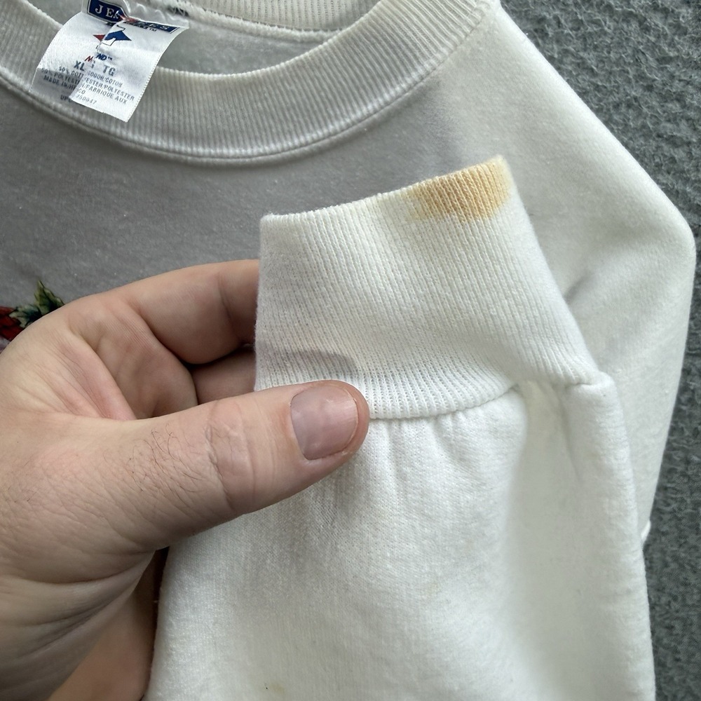 Vintage Jerzees Sweatshirt Womens XL White Crewneck Cats Winter Christmas Y2K - Picture 11 of 12